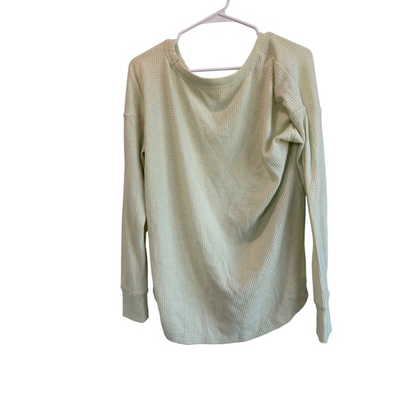 Lou & Grey Waffle Knit V-Neck Long Sleeve Top Tee Relaxed Fit - Picture 6 of 6